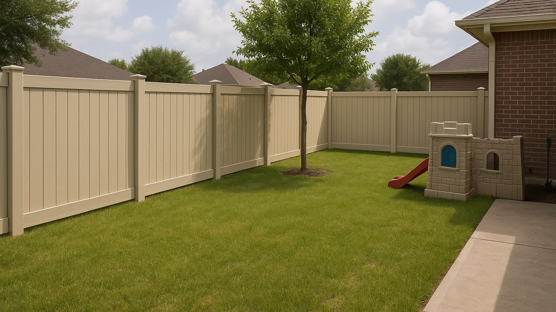 Backyard security fencing installation in La Porte, TX.