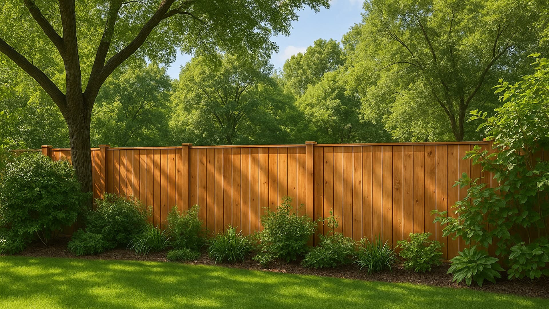 Cedar fence in a Dyersdale backyard