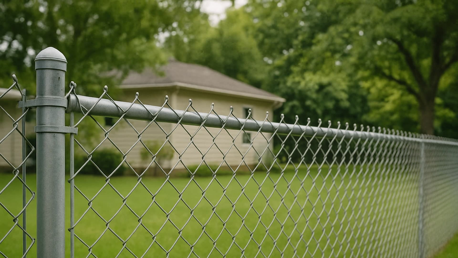 Chain link fence in a residential area of Highlands, TX