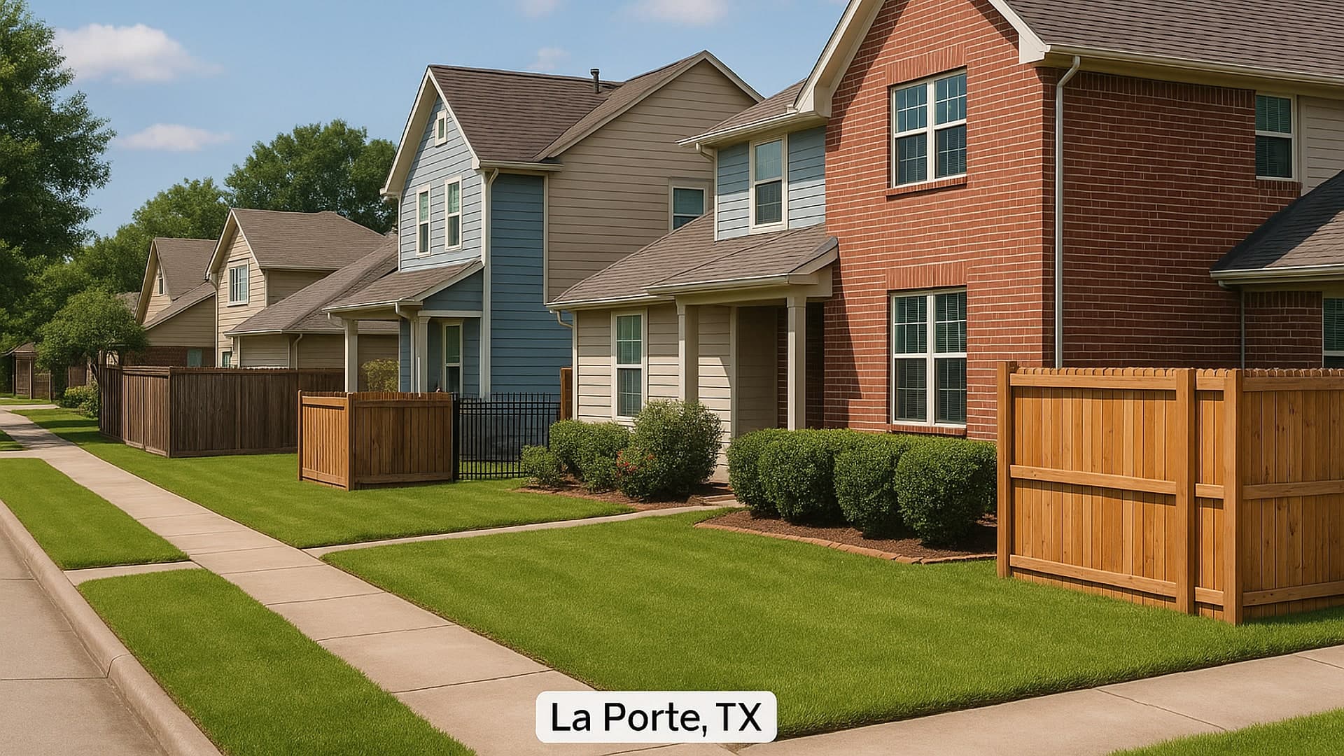 Residential fences in La Porte, TX showing diversity in styles and materials.