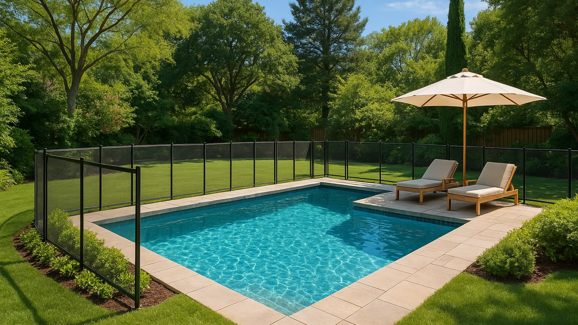 A safe pool fenced area in a Baytown backyard.