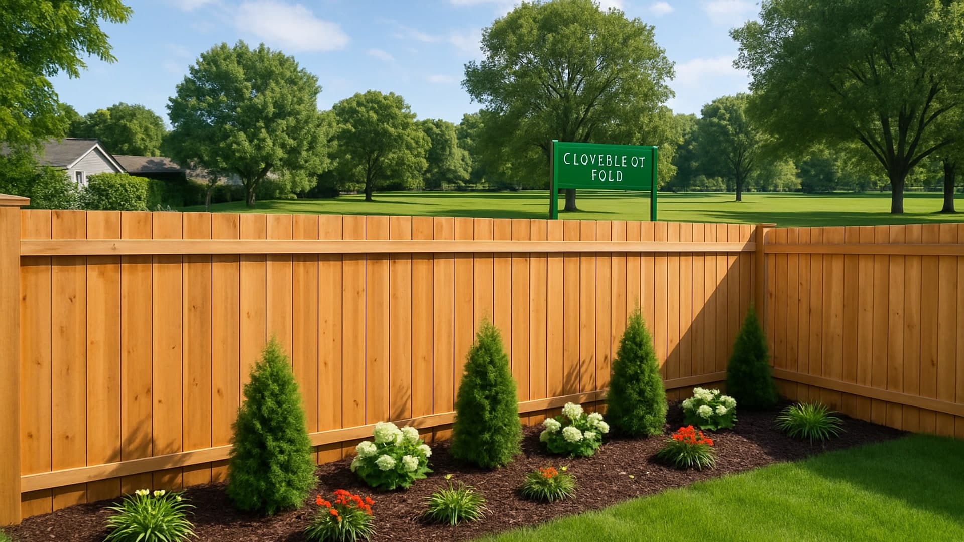 Beautiful wooden fence with landscaping near Cloverleaf Park.