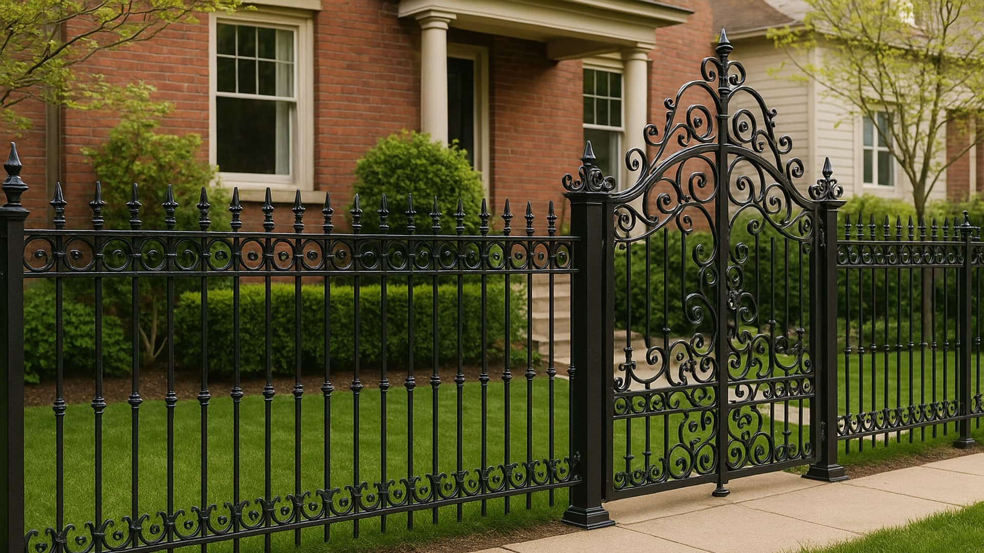Elegant ornamental iron fence and decorative gate in Deer Park, TX.