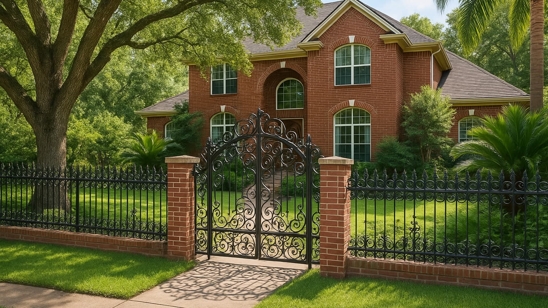 Residential ornamental iron fence in La Porte, Texas.