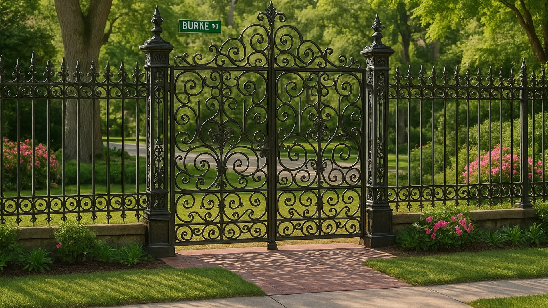 Ornamental iron fence and decorative iron gate in Pasadena, TX