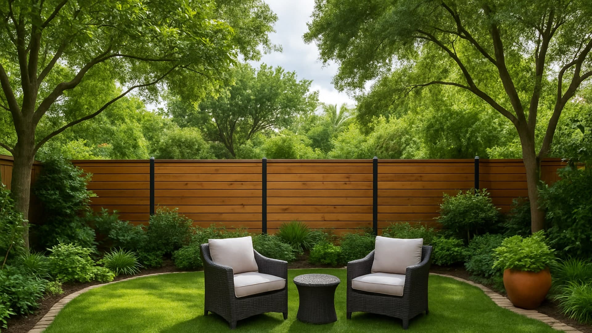 Backyard with a privacy fence in Deer Park, TX
