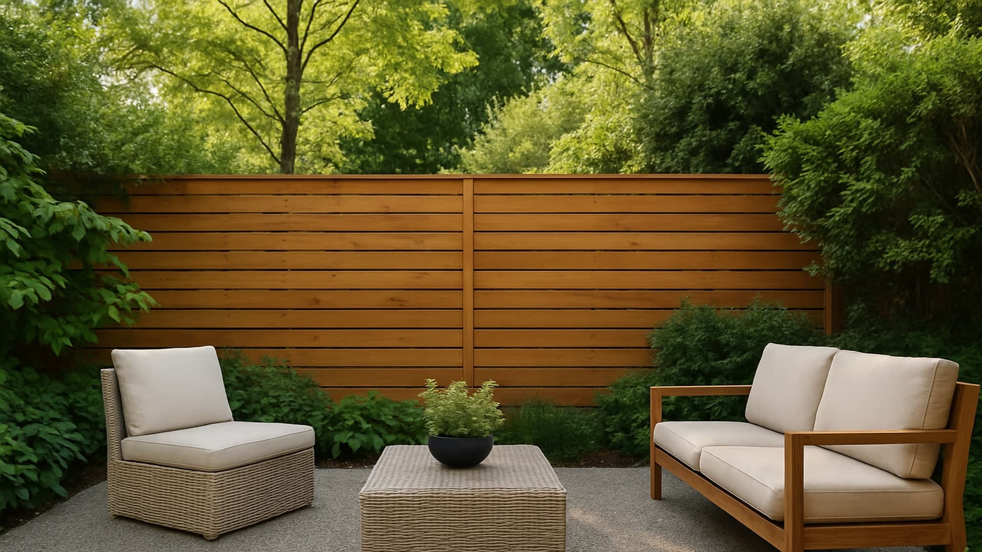Wooden privacy fence in a South Houston backyard.