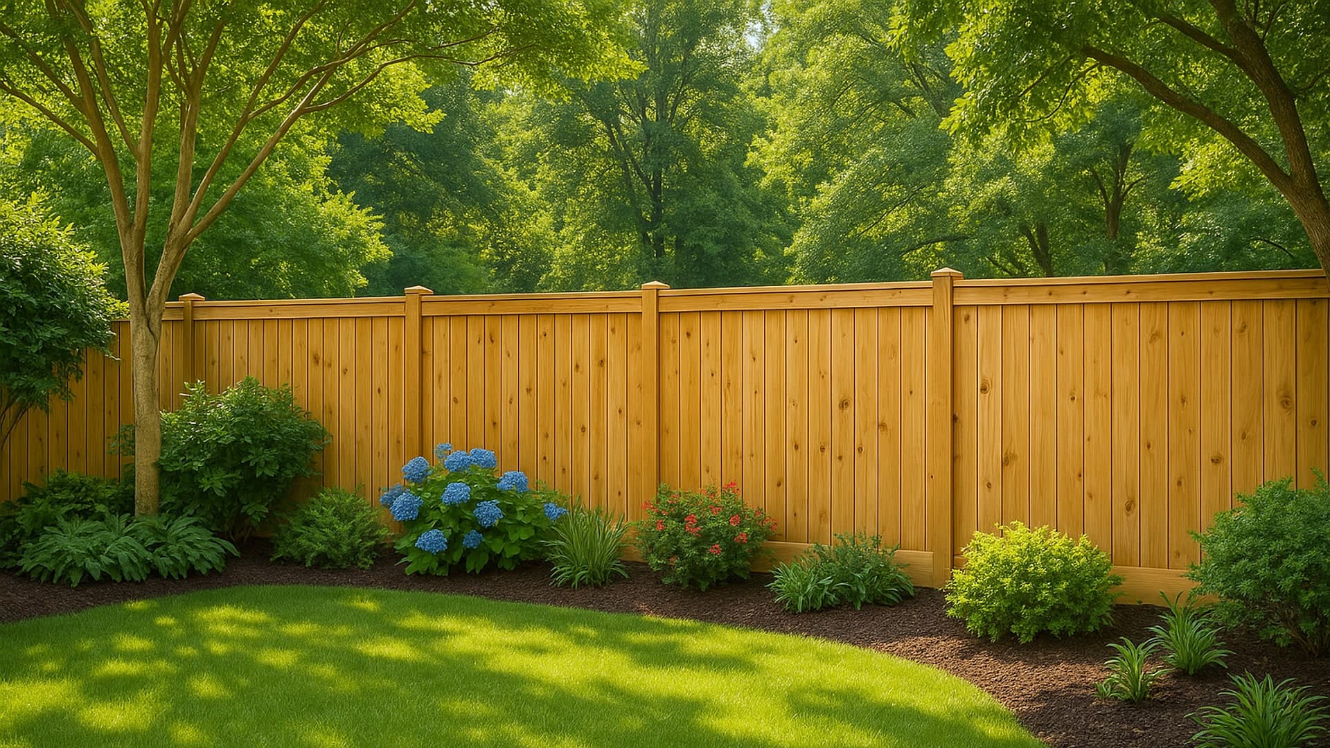 Privacy fence in a well-maintained backyard in Barrett, TX.