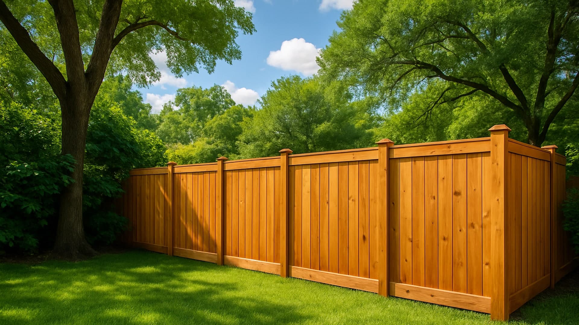 Newly installed privacy fence in a Galena Park backyard.