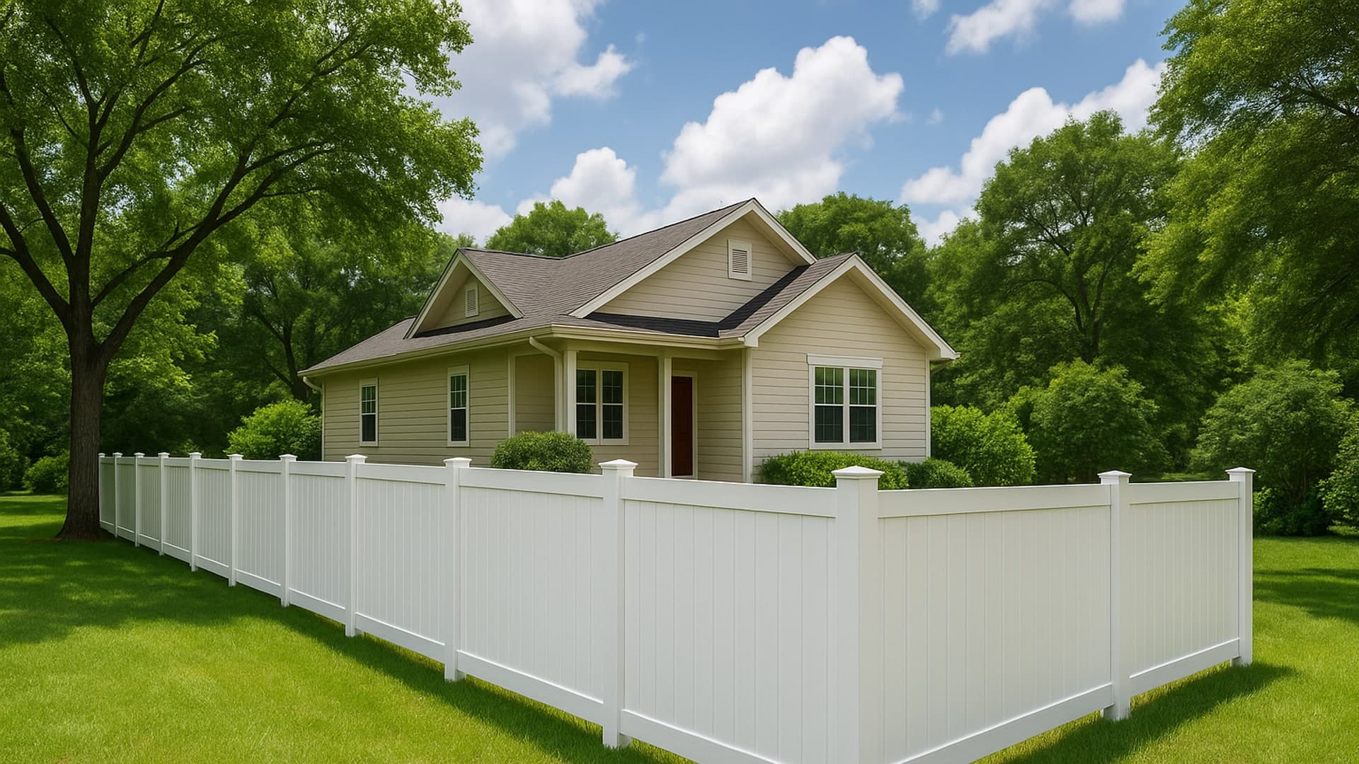 Vinyl fence installation in a Channelview home